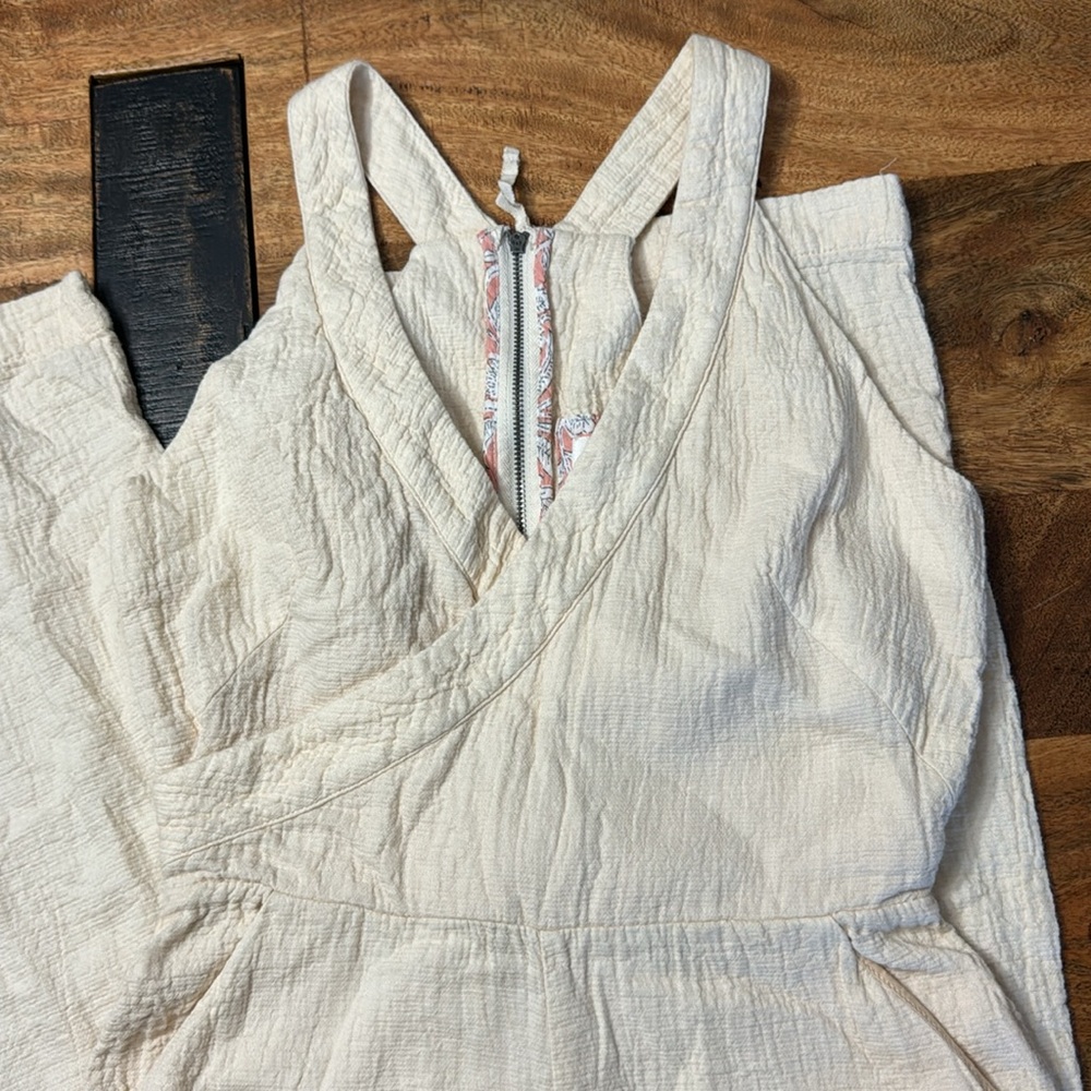 Anthropologie Demi textured jumpsuit pants romper cotton gauze wide leg - Picture 5 of 7